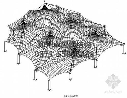 設(shè)計(jì)圖中可以看出索膜結(jié)構(gòu)一般由膜材、索結(jié)構(gòu)、支架結(jié)構(gòu)三部分組成