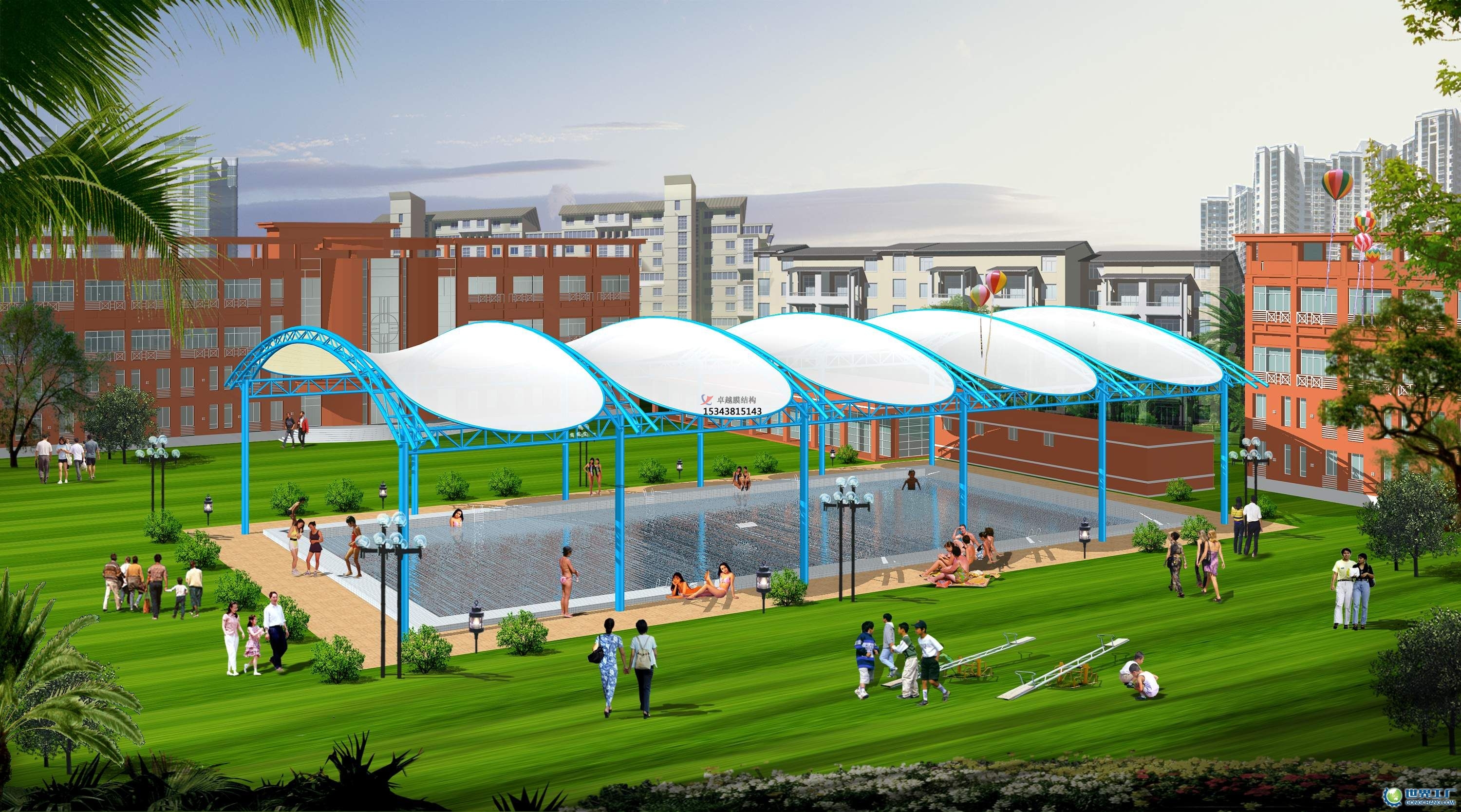 臨滄膜結(jié)構(gòu)游樂場(chǎng)/水上樂園/造浪池/游泳池/兒童樂園遮陽棚廠家【膜結(jié)構(gòu)設(shè)計(jì)】